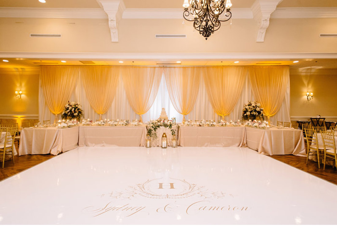 Custom monogram with the new couple's names as a dance floor design 